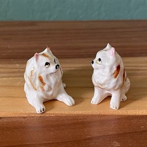 Porcelain miniature figurines  Two Dogs 2” Vintage